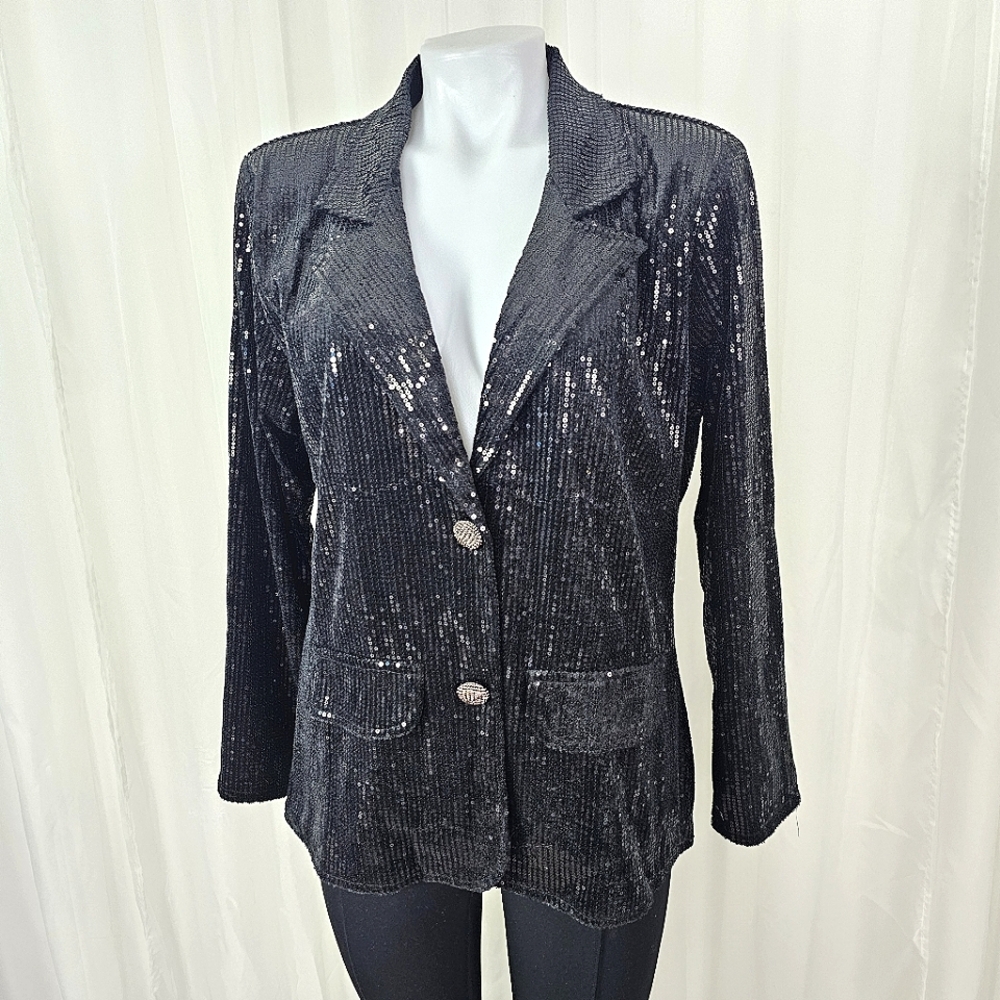 Black Sequin Blazer Jacket - Women's Evening Blazer